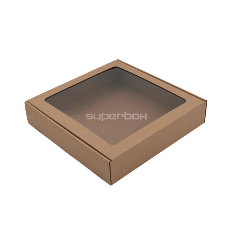 Brown Square Box Depth of 5.5 cm with PVC Window