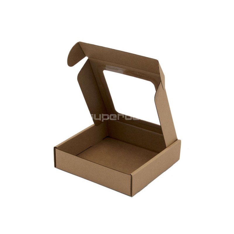 Brown Square Box Depth of 3 cm with Clear Window