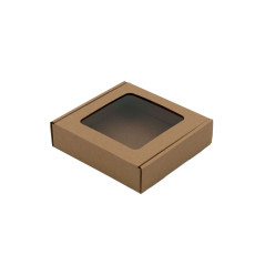 Brown Low Height Square Box Depth of 3 cm with Clear Window for Small Items