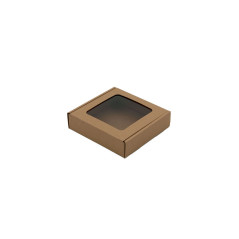 Brown Low Height Square Box Depth of 3 cm with Clear Window for Small Items