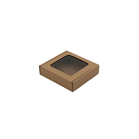 Brown Low Height Square Box Depth of 3 cm with Clear Window for Small Items