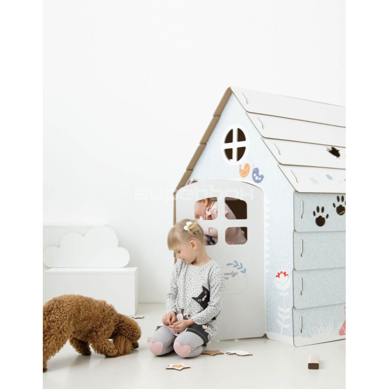 Cardboard Large Pastel Playhouse for Children RABBITS