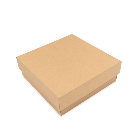 Sturdy brown square box 8 cm high with a lid