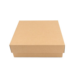 Sturdy brown square box 8 cm high with a lid