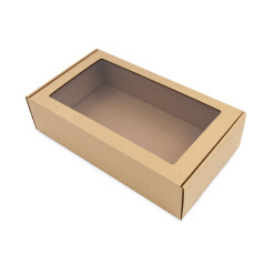 Extended Brown Gift Box with Clear Window for Taller Beverages Boxes Packaging