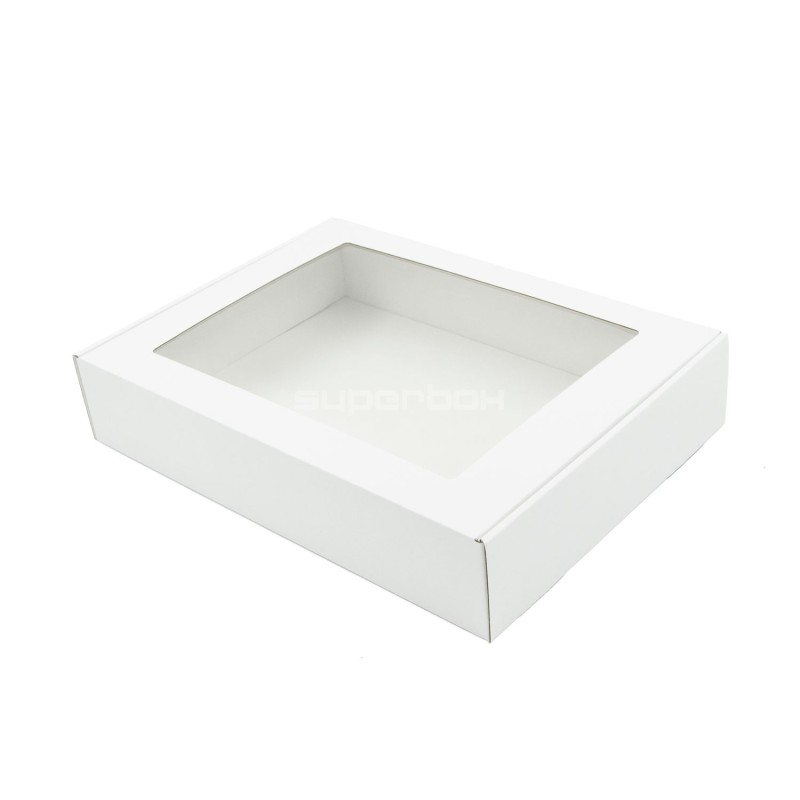 White Gift Box with Transparent Window for Plaid