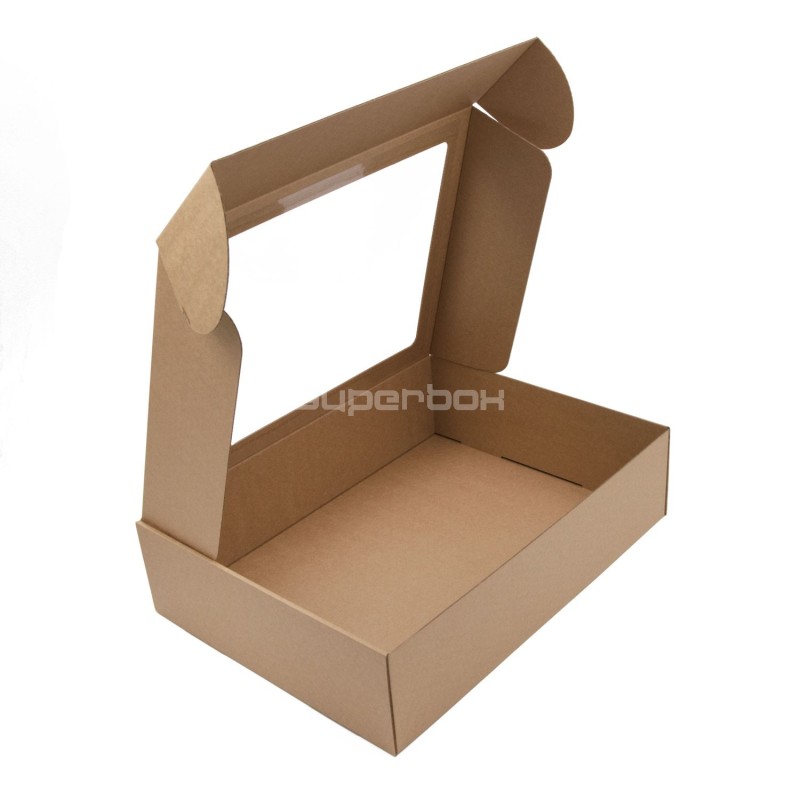 Brown Quick Closing Very Large Gift Box with Window for Eco Products