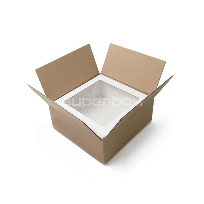 White Large Square Gift Box with Clear Window