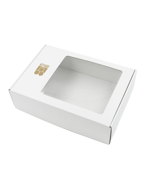 Dāvanu kaste baltā krāsā ar vietu logotipam