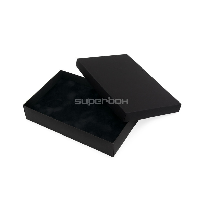 Чёрный бархатный вкладыш для коробочки размером 195x125x35 мм