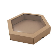 Brown Luxury Hexagon Shape Gift Box with Insert and Window