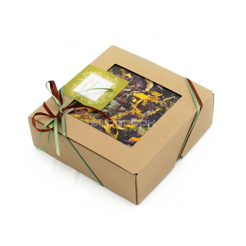 Brown Square Gift Box with Clear Window for Tea