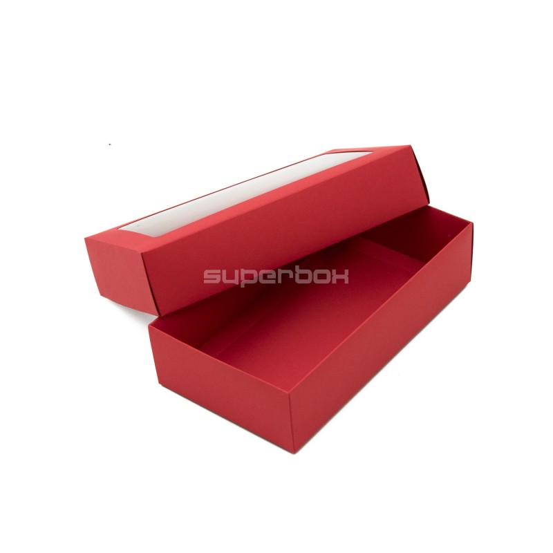 Red Two Piece Cardboard Gift Box with Window