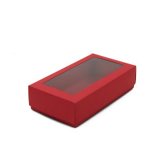 Red Two Piece Cardboard Gift Box with Window