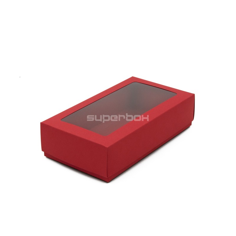 Red Two Piece Cardboard Gift Box with Window