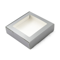 Silver Cookies Box with Clear Window