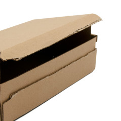 Brown box with tear-off adhesive tape made of corrugated cardboard