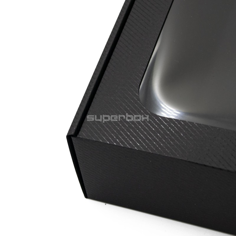 Black PREMIUM Gift Box With Window and line pattern