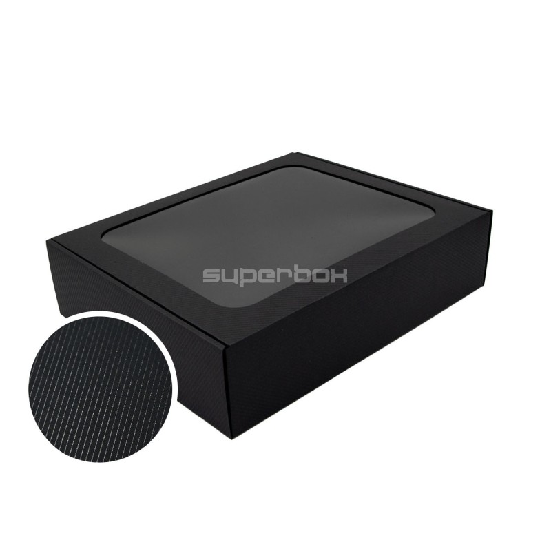 Black PREMIUM Gift Box With Window and line pattern