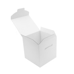 White Large Cube-shaped Box Made of Corrugated Cardboard