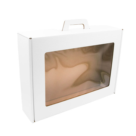 White Large Suitcase Type Gift Box with Handle and Window