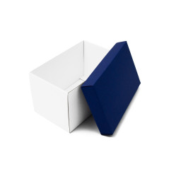 White Very Deep Cardboard Box with Blue Lid