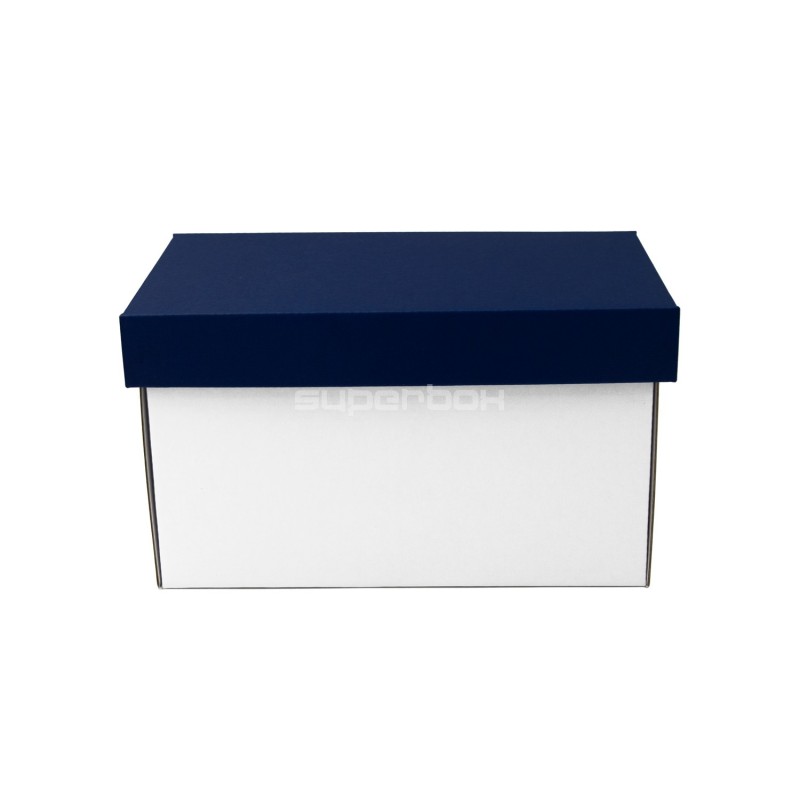 Navy Blue Very Deep Cardboard Box with Blue Lid