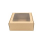 Brown Large Square Gift Box with Clear Window