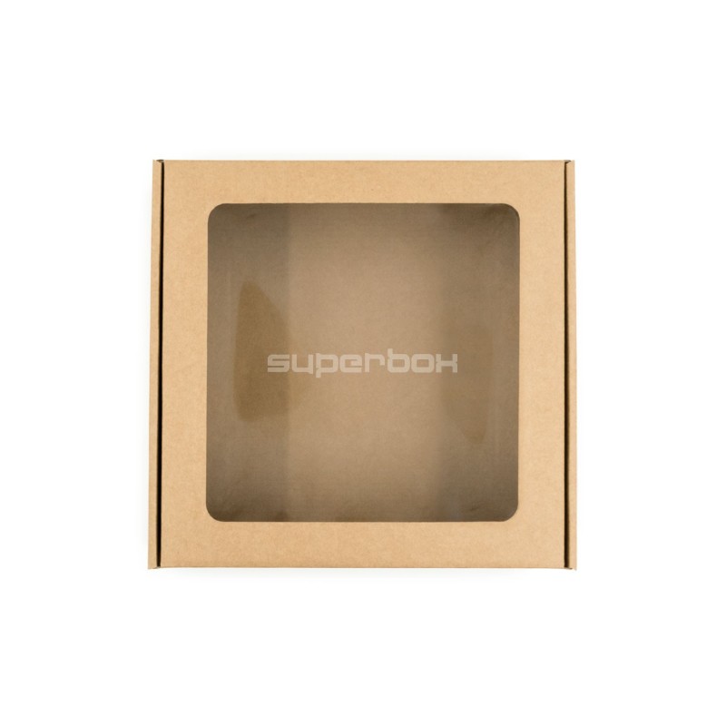 Brown Large Square Gift Box with Clear Window