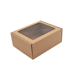 Standard Size Brown Gift Box with Window for Cosmetic Product Packaging