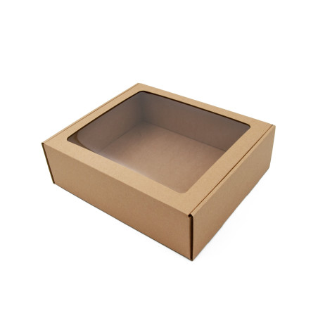 Natural Brown Box With Window, 9 cm High