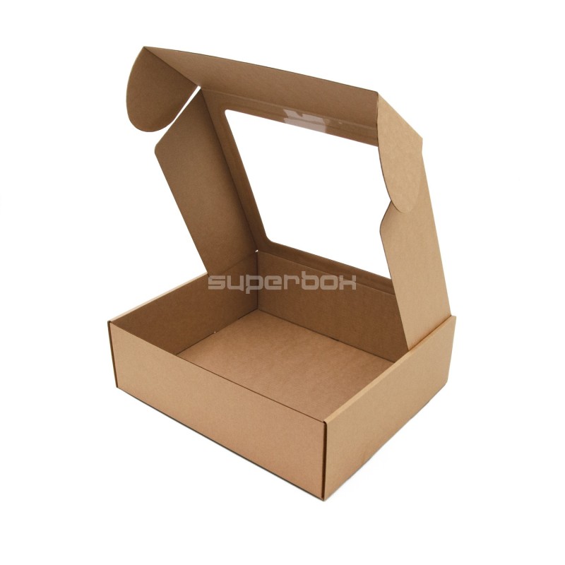 Natural Brown Box With Window, 9 cm high