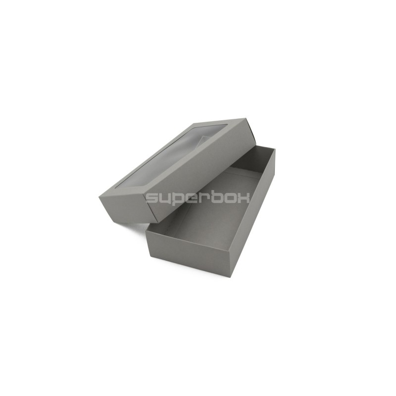 Grey Two Piece Cardboard Gift Box with Window