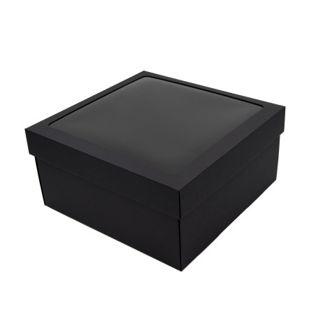 Black Large Square Box 15 cm high with PVC Window