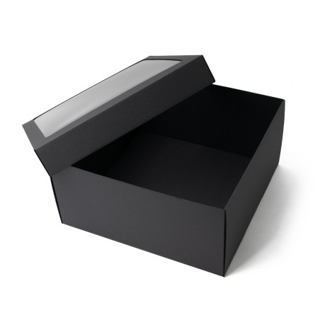 Black Large Square Box 15 cm high with PVC Window