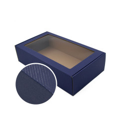 Dark Blue Extended Gift Box with Window and LINES