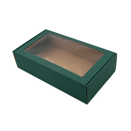 Green Gift Box with Window for Bottle