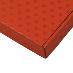 Red Low Height Square Mini Box with PVC Window and Hearts