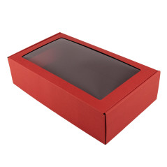 Red Gift Box with Window for Bottle| 340x195x85 | Superbox