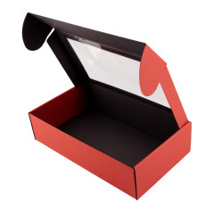 Red Gift Box with Window for Bottle