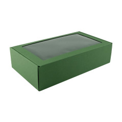 Green Gift Box with Window for Bottle| 340x195x85 mm | Superbox