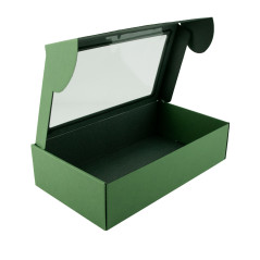 Green Gift Box with Window for Bottle