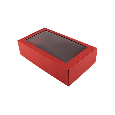 Red Gift Box with Window for Bottle| 340x195x85 | Superbox