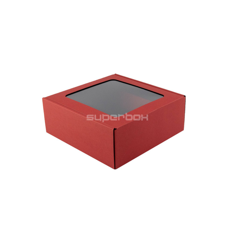 Bright Red Box with a PVC Window for Packing Sauce Jars