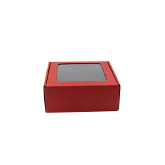 Bright Red Box with Window for Packing Jars | 185x195x75 mm | Superbox