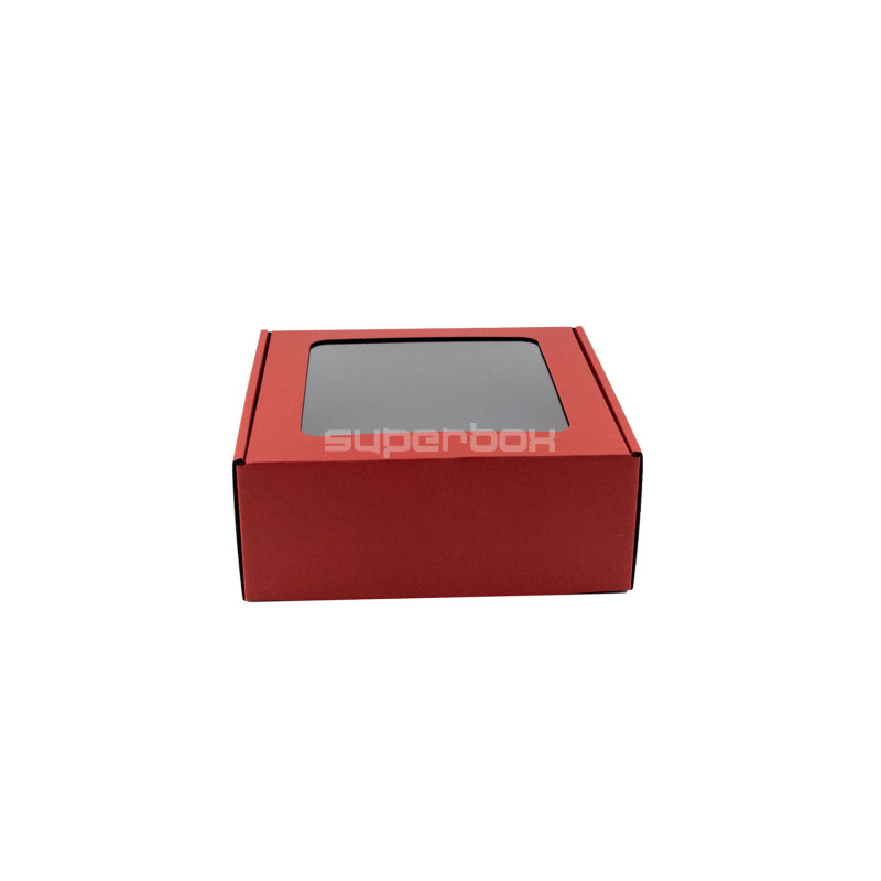 Bright Red Box with a PVC Window for Packing Sauce Jars