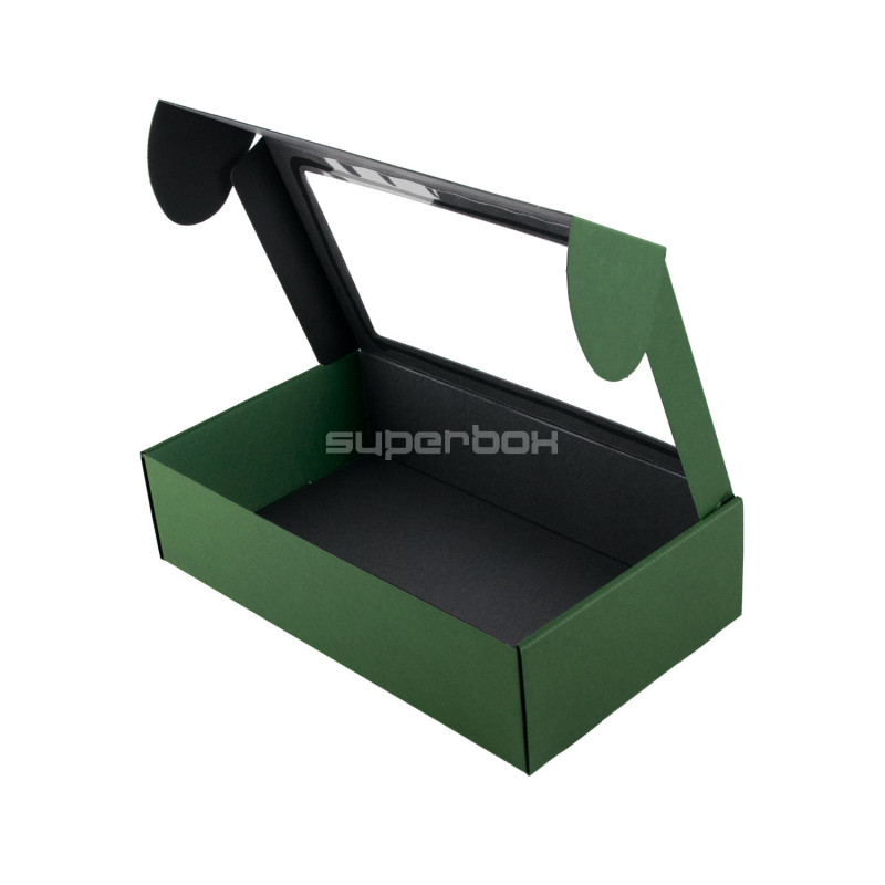 Green Gift Box with Window for Bottle