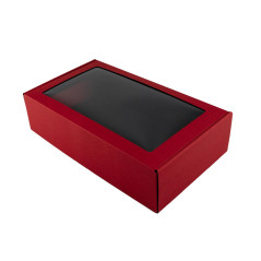 Red Gift Box with Window for Bottle| 340x195x85 | Superbox