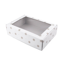 White Gift Box With Gold Snowflakes | 305x215x85 mm | Superbox