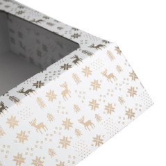 White Square Gift Box with Christmas Design | 220x220x90 mm | Superbox